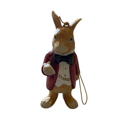 March Hare Alice in Wonderland Ceramic Ornament 4 inch Figurine White Rabbit - Picture 4 of 7